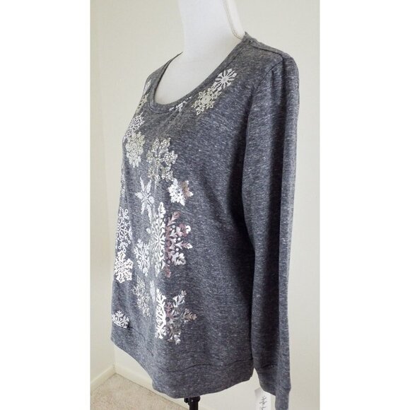 Style & Co.Woman~Plus Sz 0X~Med Gray Graphic- Print Glitte Snowfall Top NWT$56.5 - Picture 2 of 8